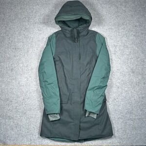 Lululemon Blizzard Parka Jacket Womens 6 Green Goose Down Hooded Full Zip Button